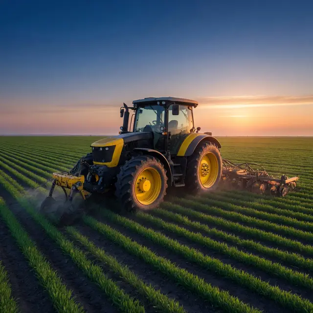 Tractor agrícola en un cultivo